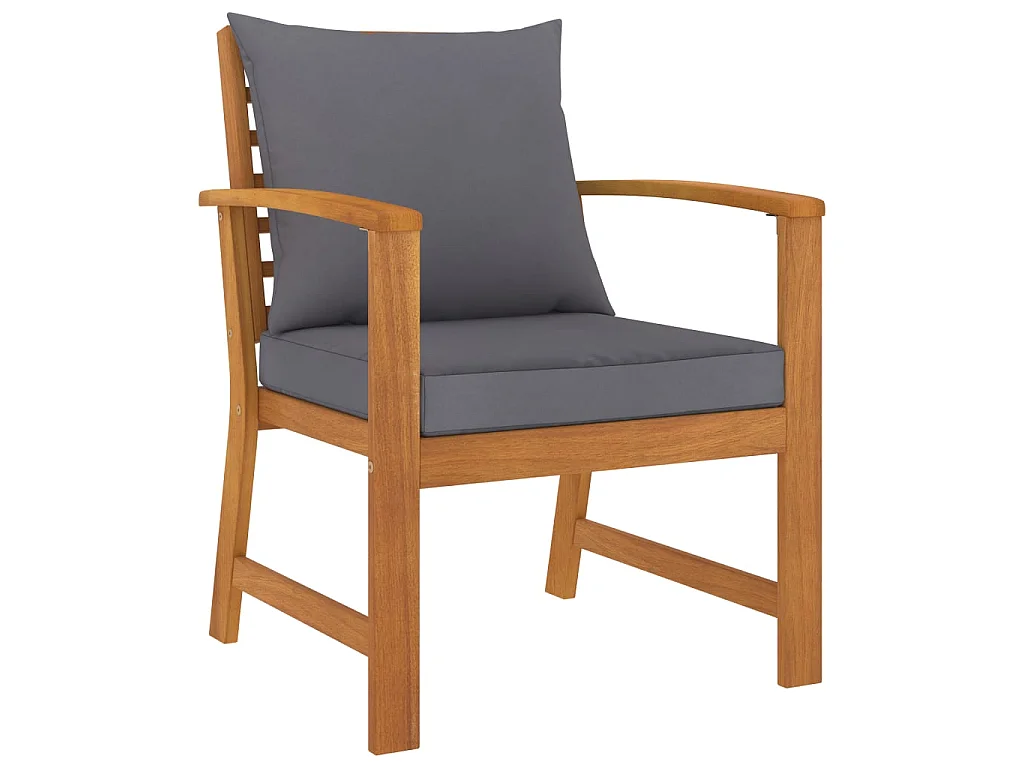 Salon de jardin 5 pcs avec coussin Bois d'acacia solide 6