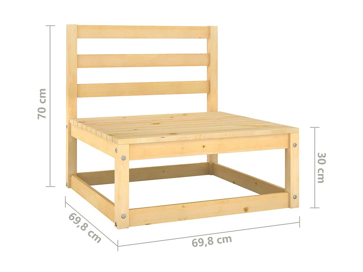 Salon de jardin 7 pcs avec coussins Bois de pin massif 10