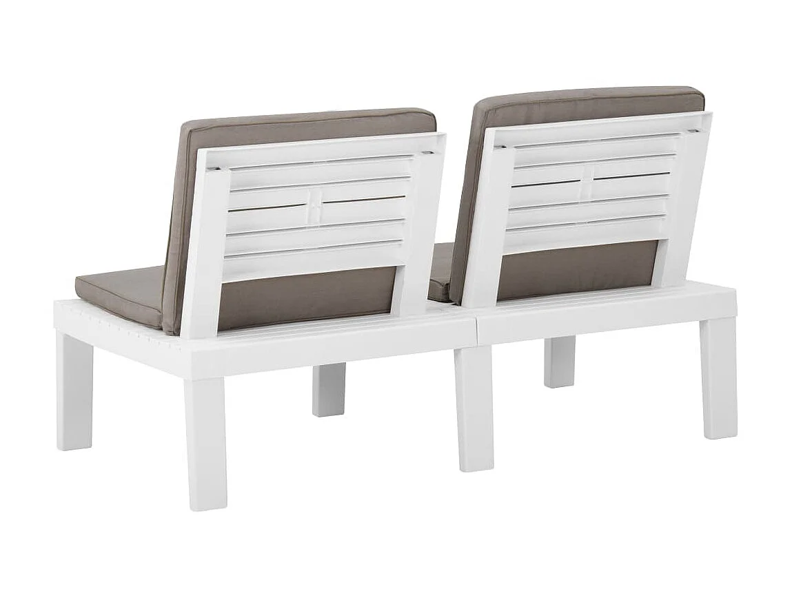 Salon de jardin 4 pcs avec coussins Plastique Blanc 3