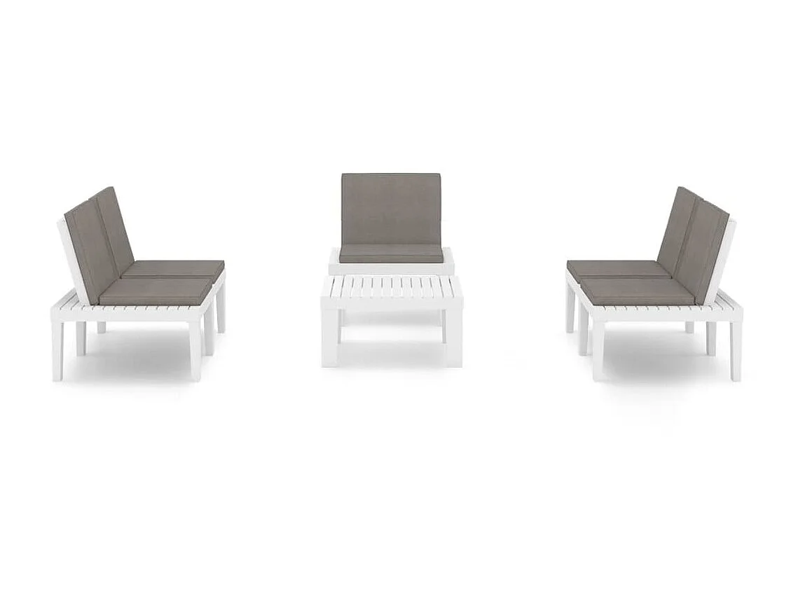 Salon de jardin 4 pcs avec coussins Plastique Blanc 3