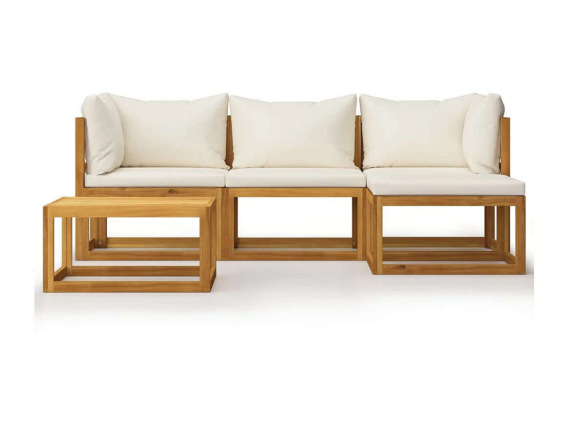 Salon de jardin 5 pcs avec coussins Bois d'acacia solide 13