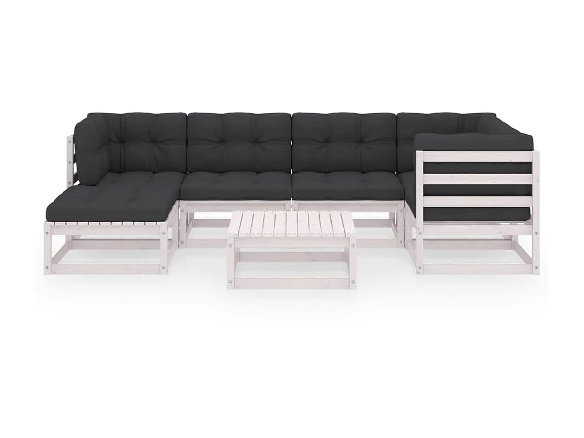 Salon de jardin 7 pcs avec coussins Bois de pin massif 52