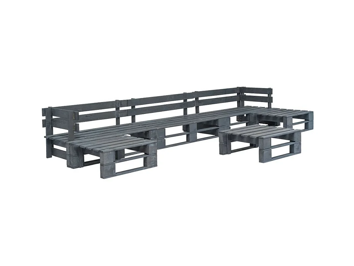 Salon de jardin palette 6 pcs Bois Gris 10