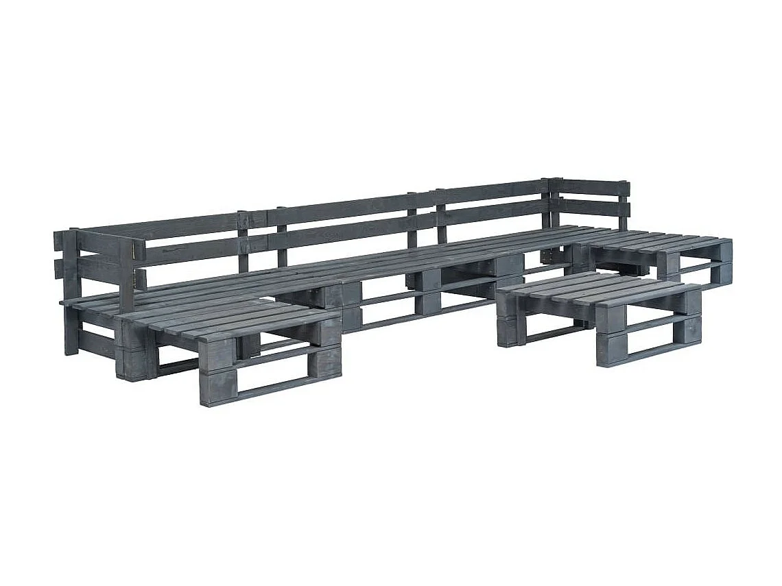 Salon de jardin palette 6 pcs Bois Gris 10