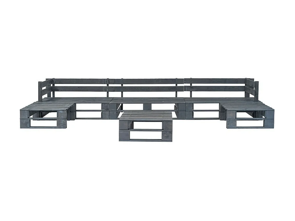 Salon de jardin palette 6 pcs Bois Gris 10