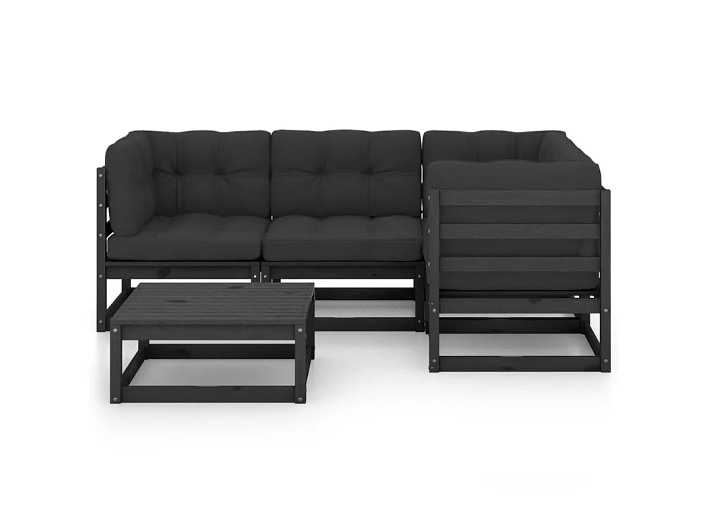 Salon de jardin 5 pcs avec coussins Bois de pin massif 52