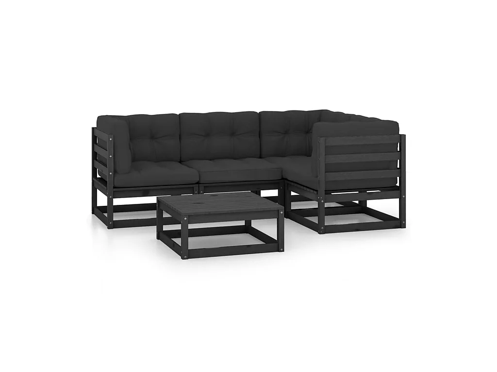 Salon de jardin 5 pcs avec coussins Bois de pin massif 52