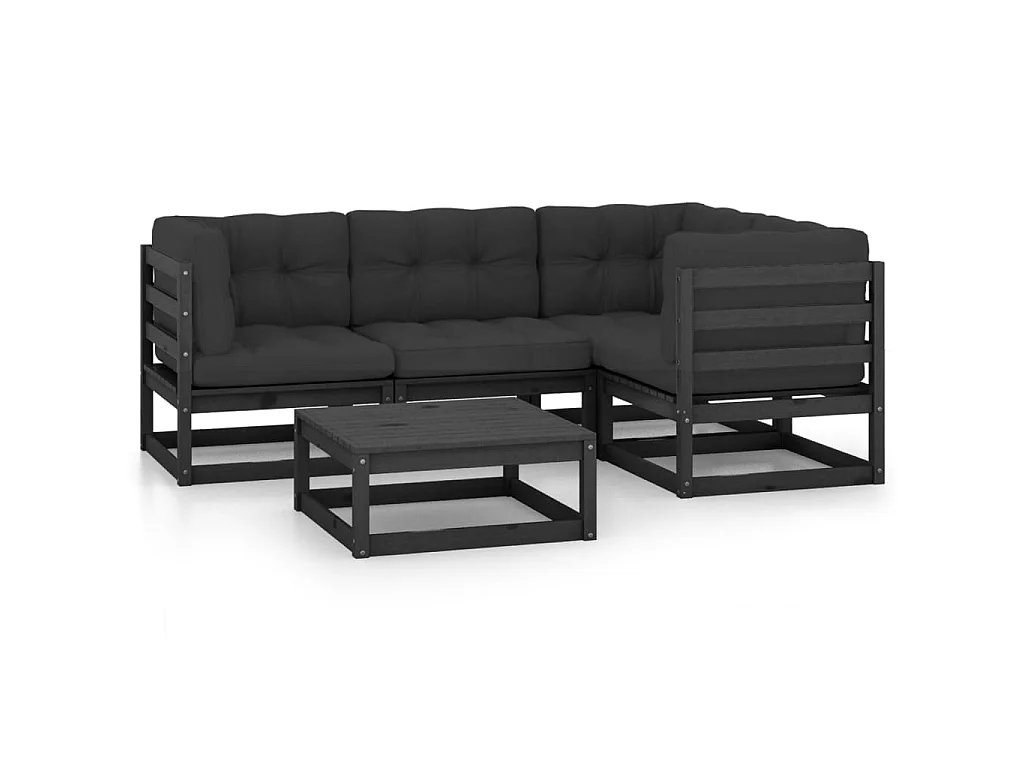 Salon de jardin 5 pcs avec coussins Bois de pin massif 52