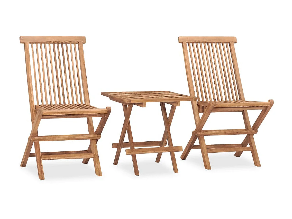 Mobilier à dîner d'extérieur pliable avec coussin 3 pcs Teck 46
