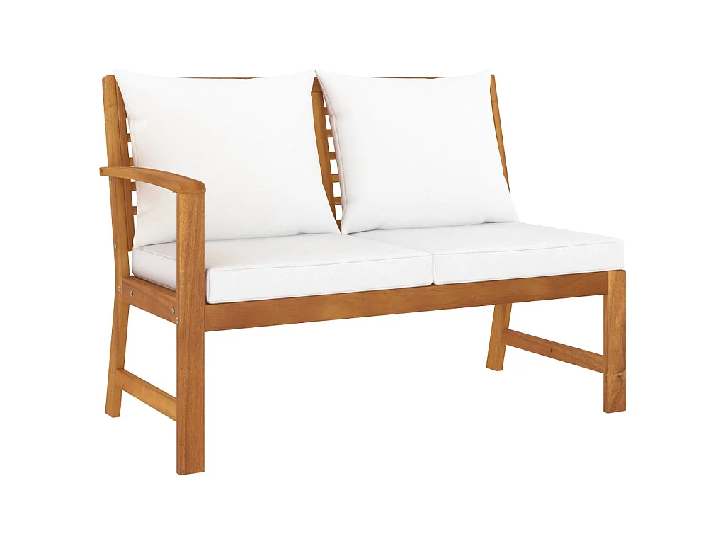 Salon de jardin 4 pcs avec coussin Crème Bois d'acacia solide 4