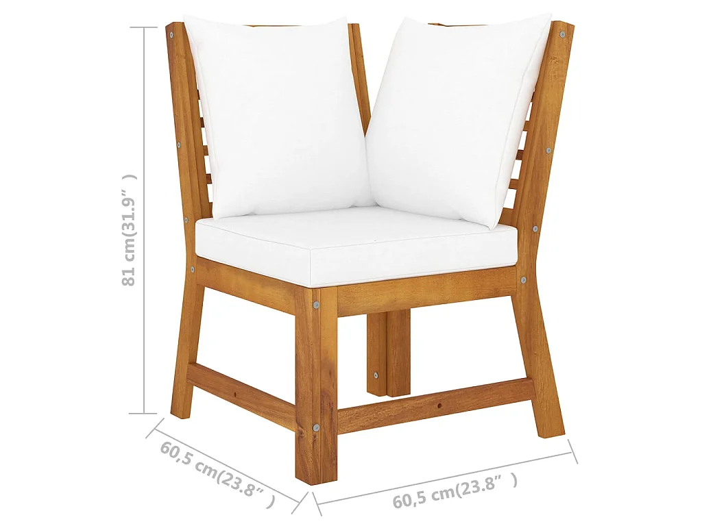 Salon de jardin 4 pcs avec coussin Crème Bois d'acacia solide 4