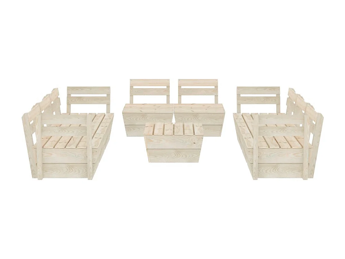 Salon de jardin palette 9 pcs Bois d'épicéa imprégné 2