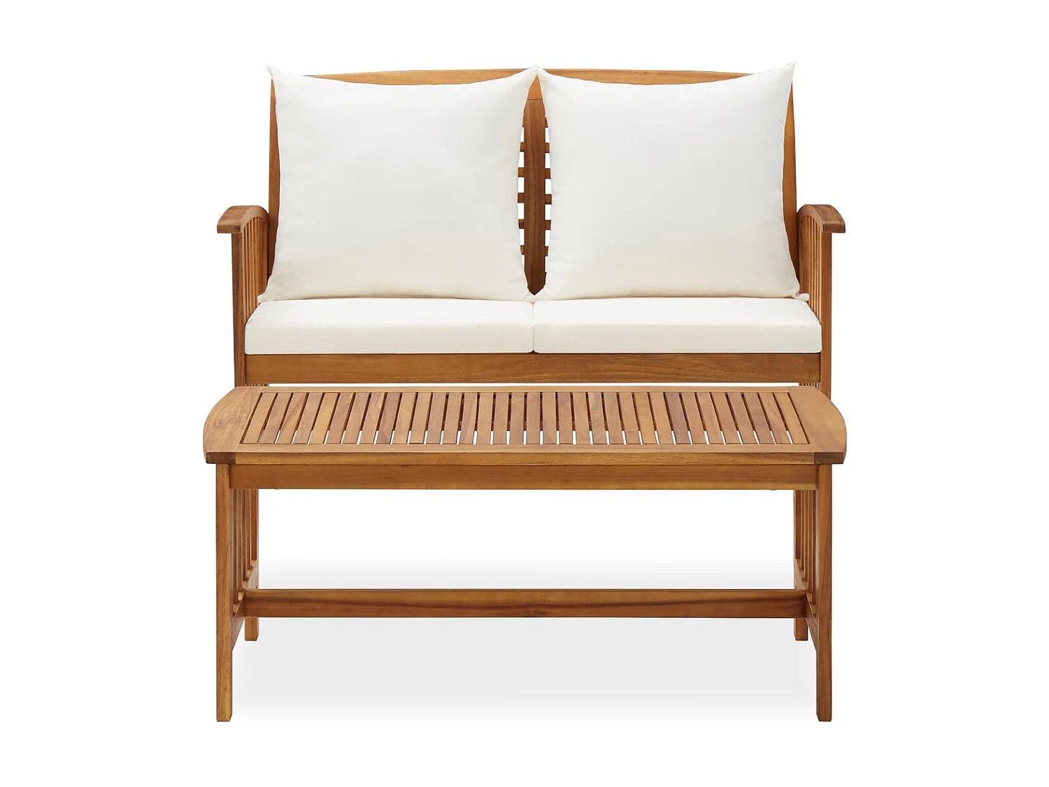 Salon de jardin 2 pcs avec coussins Bois d'acacia solide