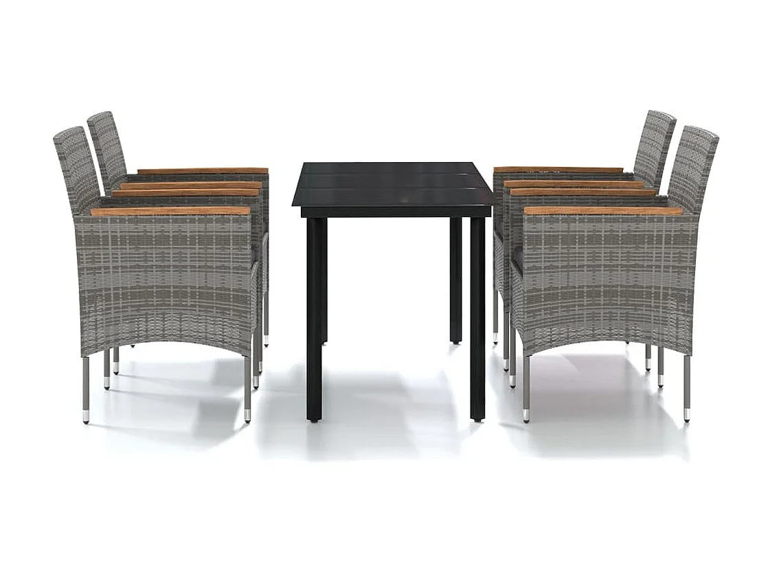 Mobilier à dîner d'extérieur avec coussins 5 pcs Gris et noir