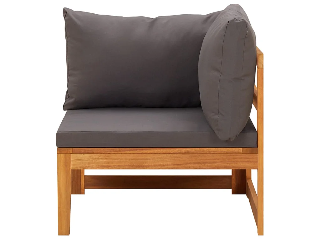 Salon de jardin 3 pcs avec coussins gris foncé Bois d'acacia