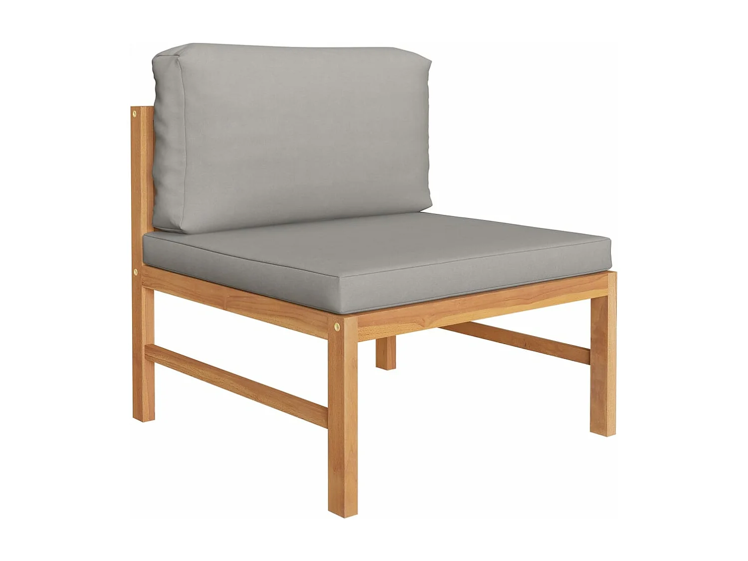 Salon de jardin 4 pcs avec coussins gris Bois de teck solide