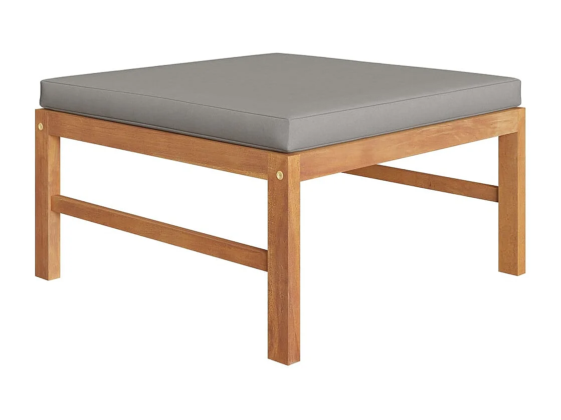 Salon de jardin 4 pcs avec coussins gris Bois de teck solide