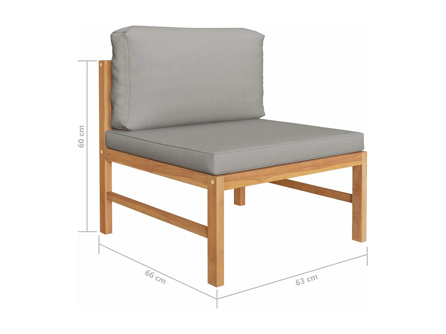 Salon de jardin 4 pcs avec coussins gris Bois de teck solide