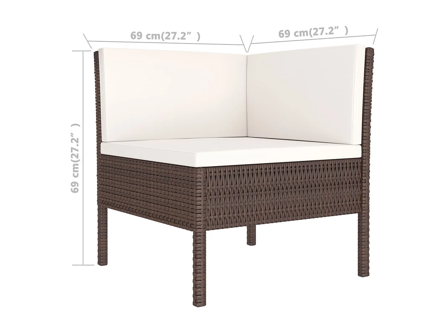 Salon de jardin 2 pcs avec coussins Résine tressée Marron 4