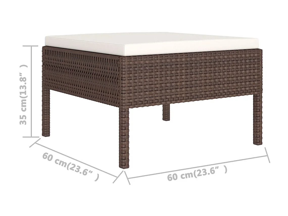 Salon de jardin 2 pcs avec coussins Résine tressée Marron 4