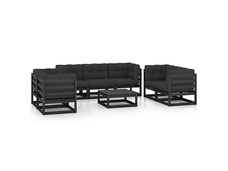 Salon de jardin 8 pcs avec coussins Bois de pin massif 66