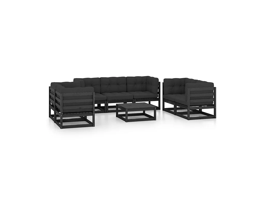 Salon de jardin 8 pcs avec coussins Bois de pin massif 66