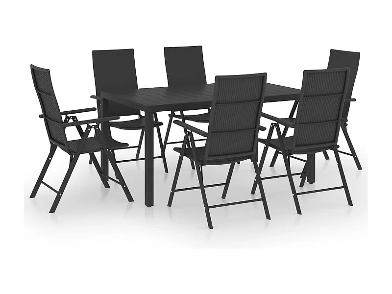 Ensemble de salle à manger de jardin 7 pcs Noir 23