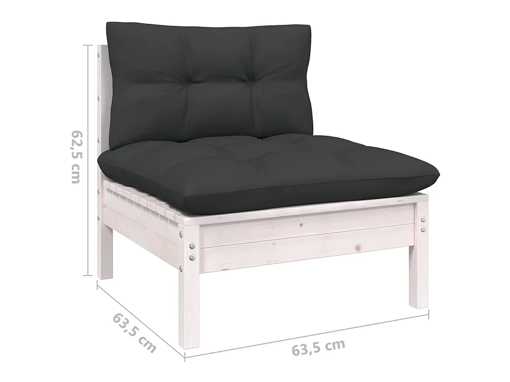 Salon de jardin 7 pcs avec coussins Bois de pin massif 2