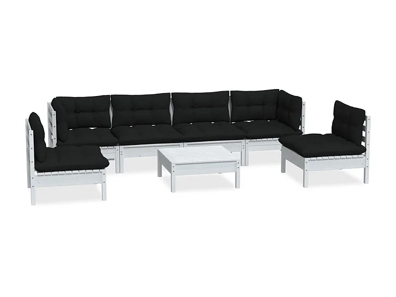 Salon de jardin 7 pcs avec coussins Bois de pin massif 2