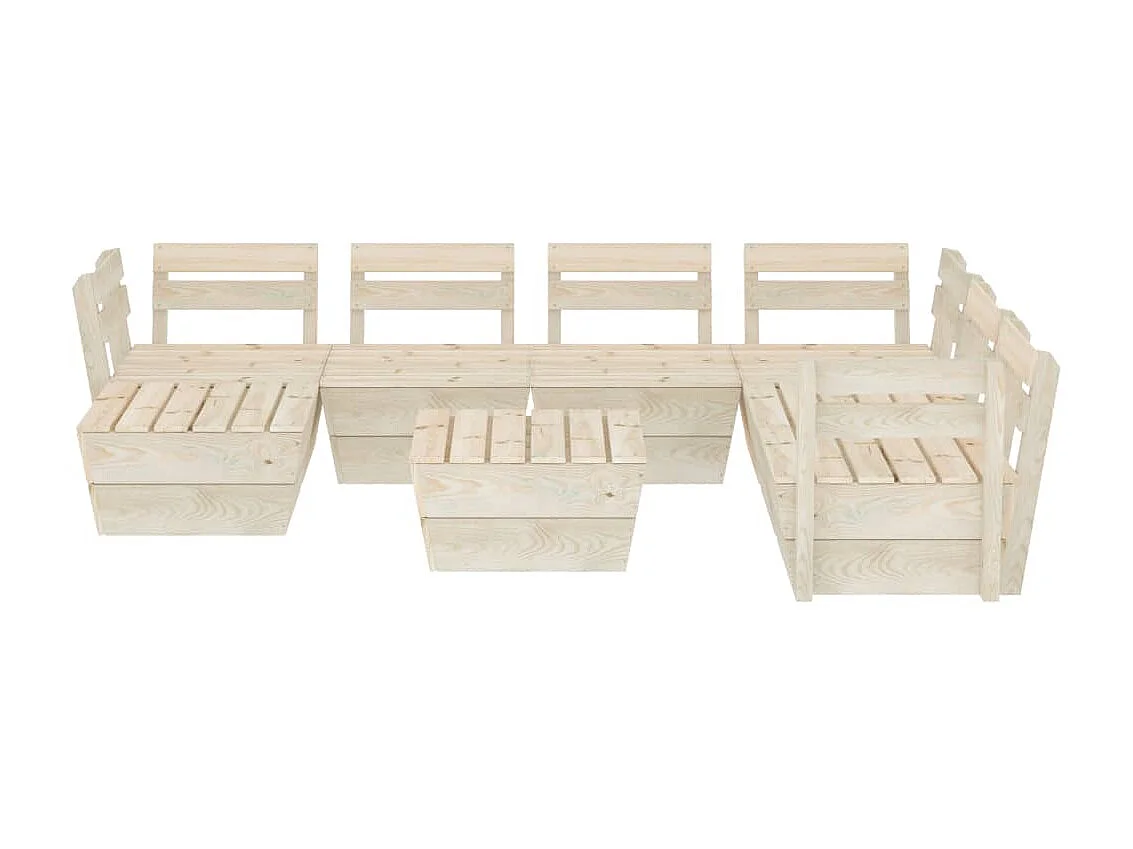 Salon de jardin palette 8 pcs Bois d'épicéa imprégné 2