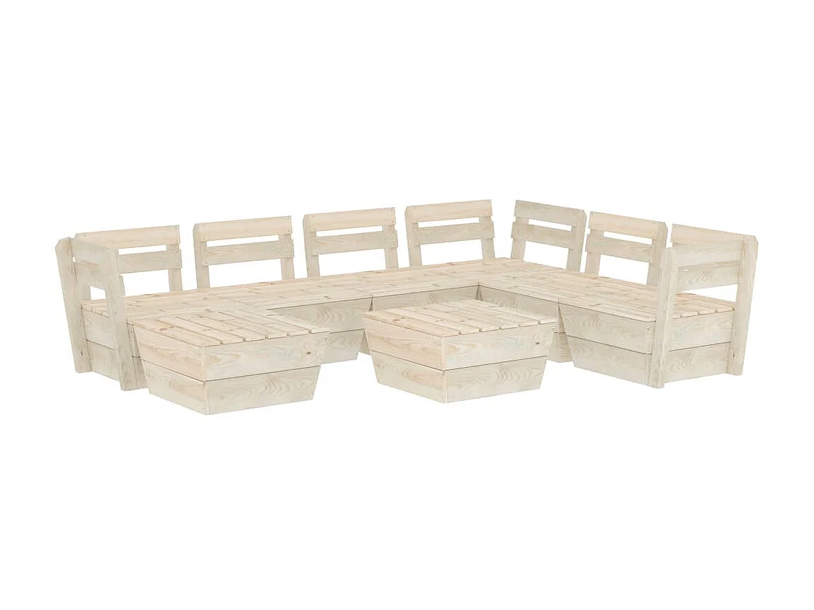 Salon de jardin palette 8 pcs Bois d'épicéa imprégné 2
