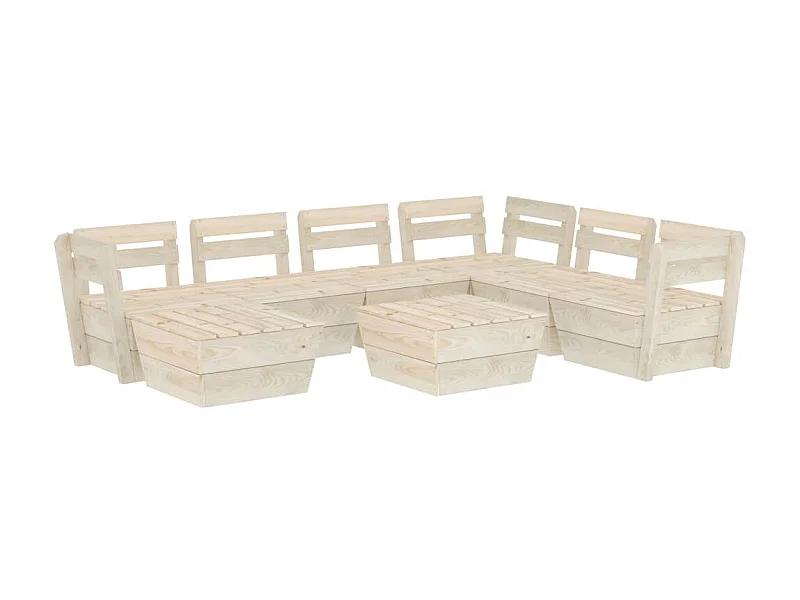 Salon de jardin palette 8 pcs Bois d'épicéa imprégné 2