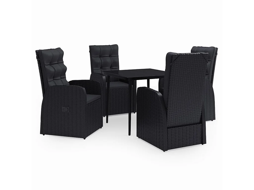 Ensemble de salle à manger de jardin avec coussins 5 pcs Noir 4