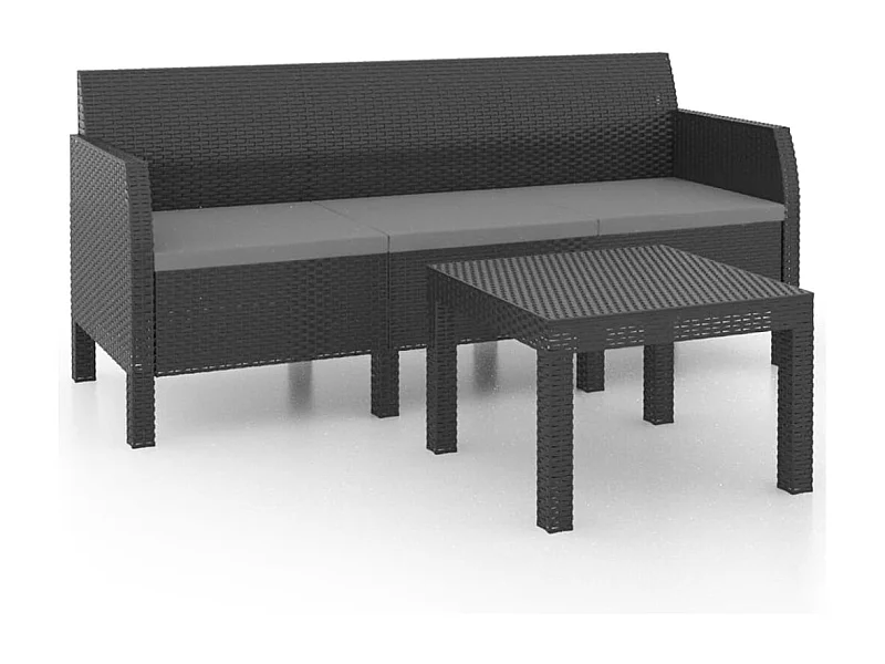 Salon de jardin 2 pcs avec coussins PP Anthracite