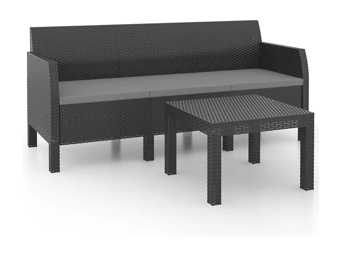 Salon de jardin 2 pcs avec coussins PP Anthracite