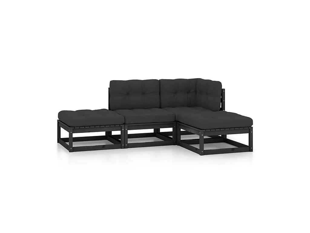 Salon de jardin 4 pcs avec coussins Bois de pin massif 37