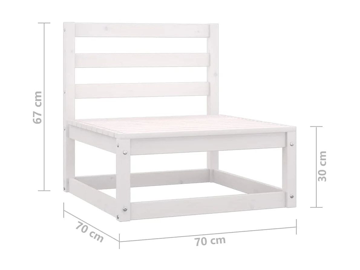 Salon de jardin 6 pcs Blanc Bois de pin massif 8