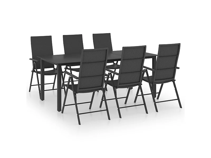 Ensemble de salle à manger de jardin 7 pcs Noir 57