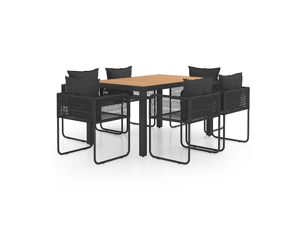Salon de jardin 7 pcs PVC Résine tressée Noir et marron