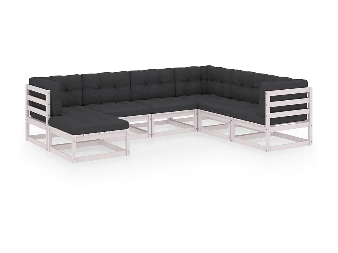 Salon de jardin 7 pcs avec coussins Bois de pin massif 60
