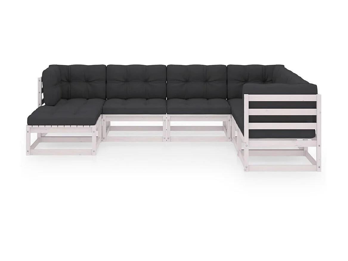 Salon de jardin 7 pcs avec coussins Bois de pin massif 60
