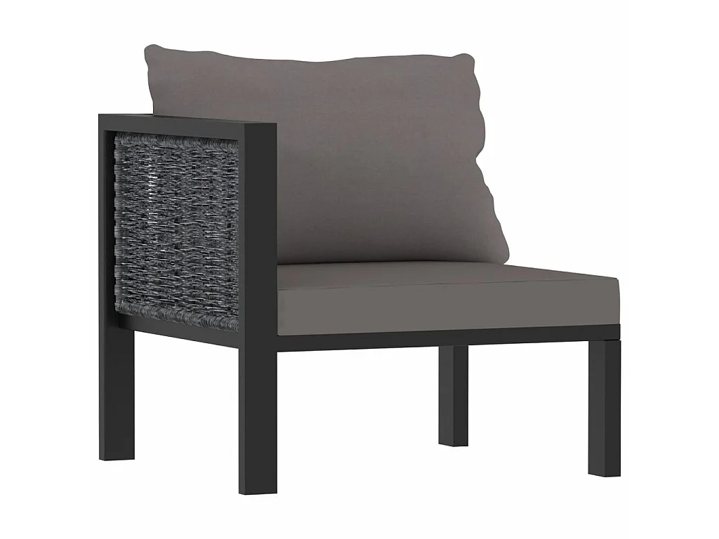 Canapé à 3 places avec coussins Anthracite Résine tressée