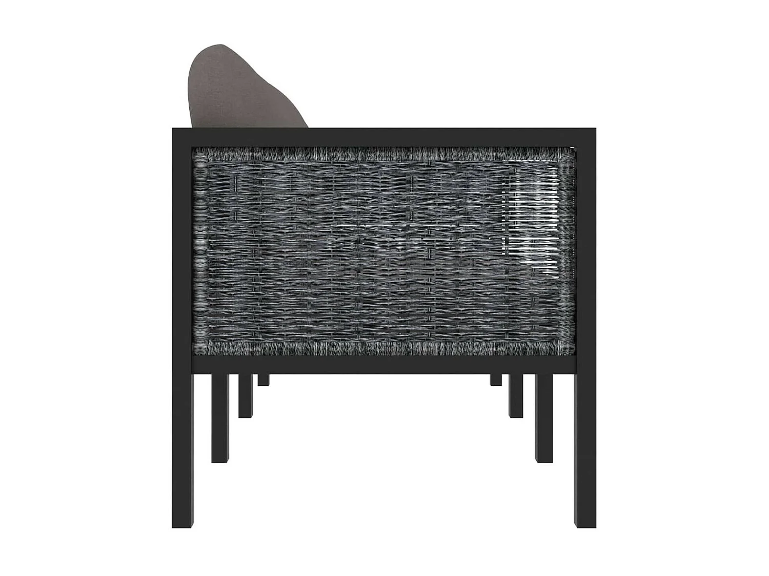 Canapé à 3 places avec coussins Anthracite Résine tressée