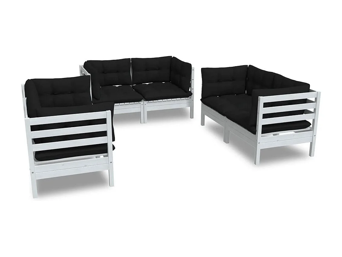 Salon de jardin 6 pcs avec coussins Bois de pin massif 2