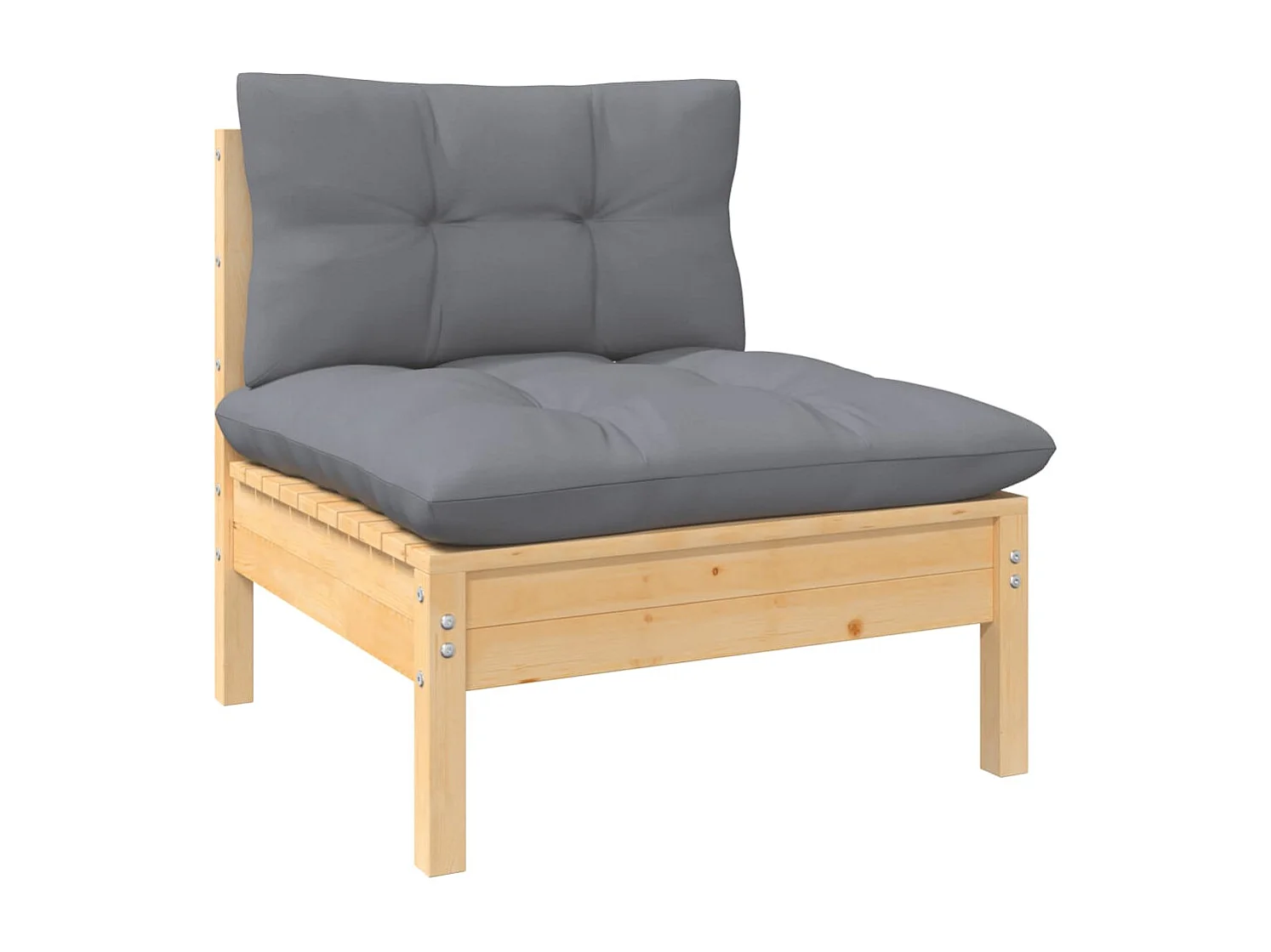 Salon de jardin 6 pcs avec coussins gris Bois de pin 7