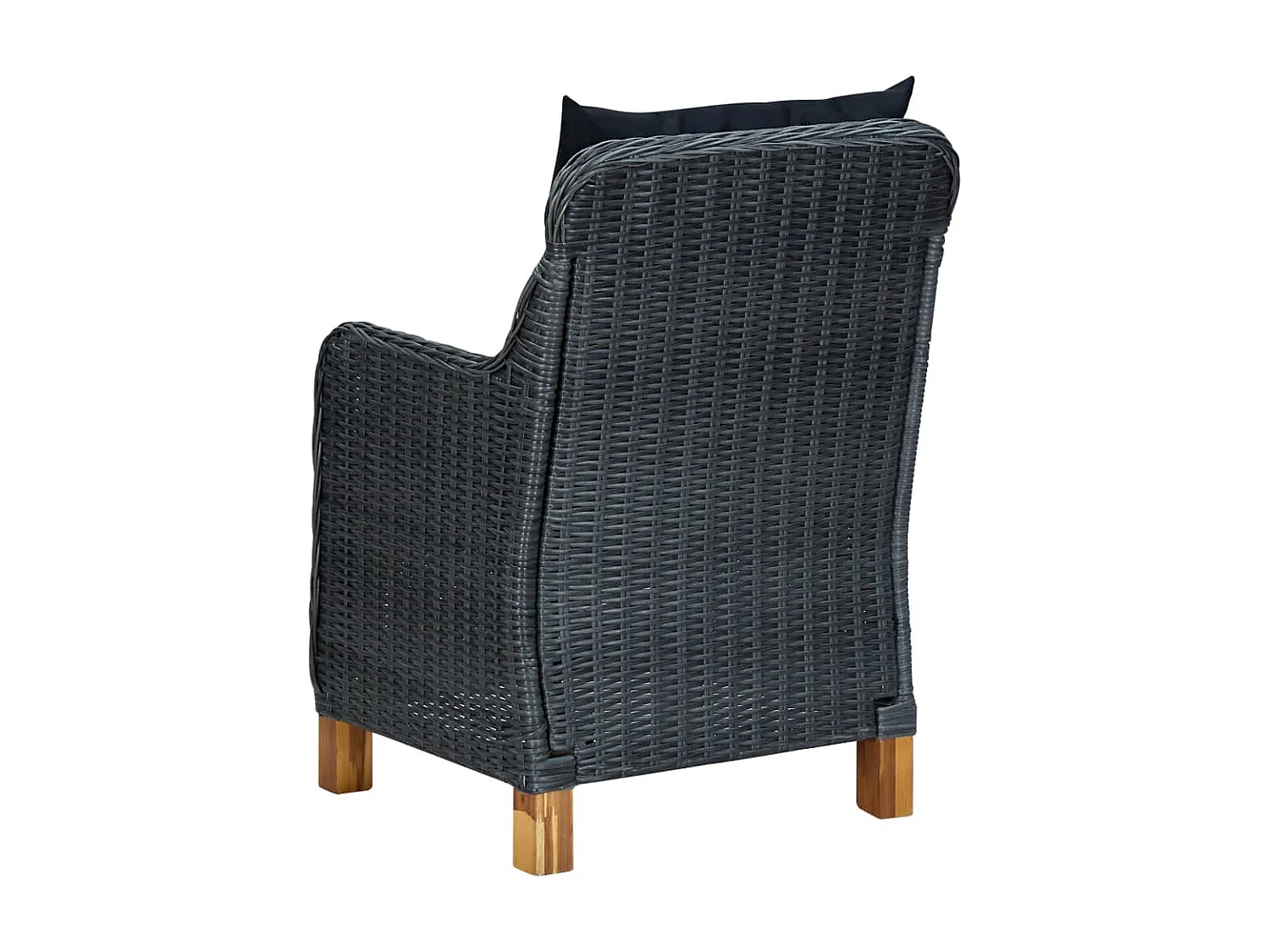 Salon de jardin 3 pcs avec coussins Résine tressée Gris foncé 4