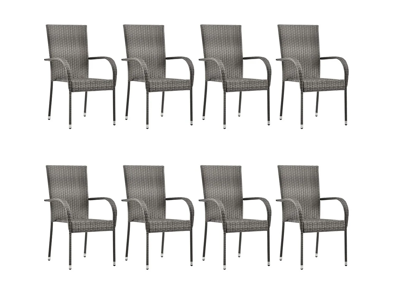 Ensemble de salle à manger de jardin 9 pcs Résine tressée Gris 4