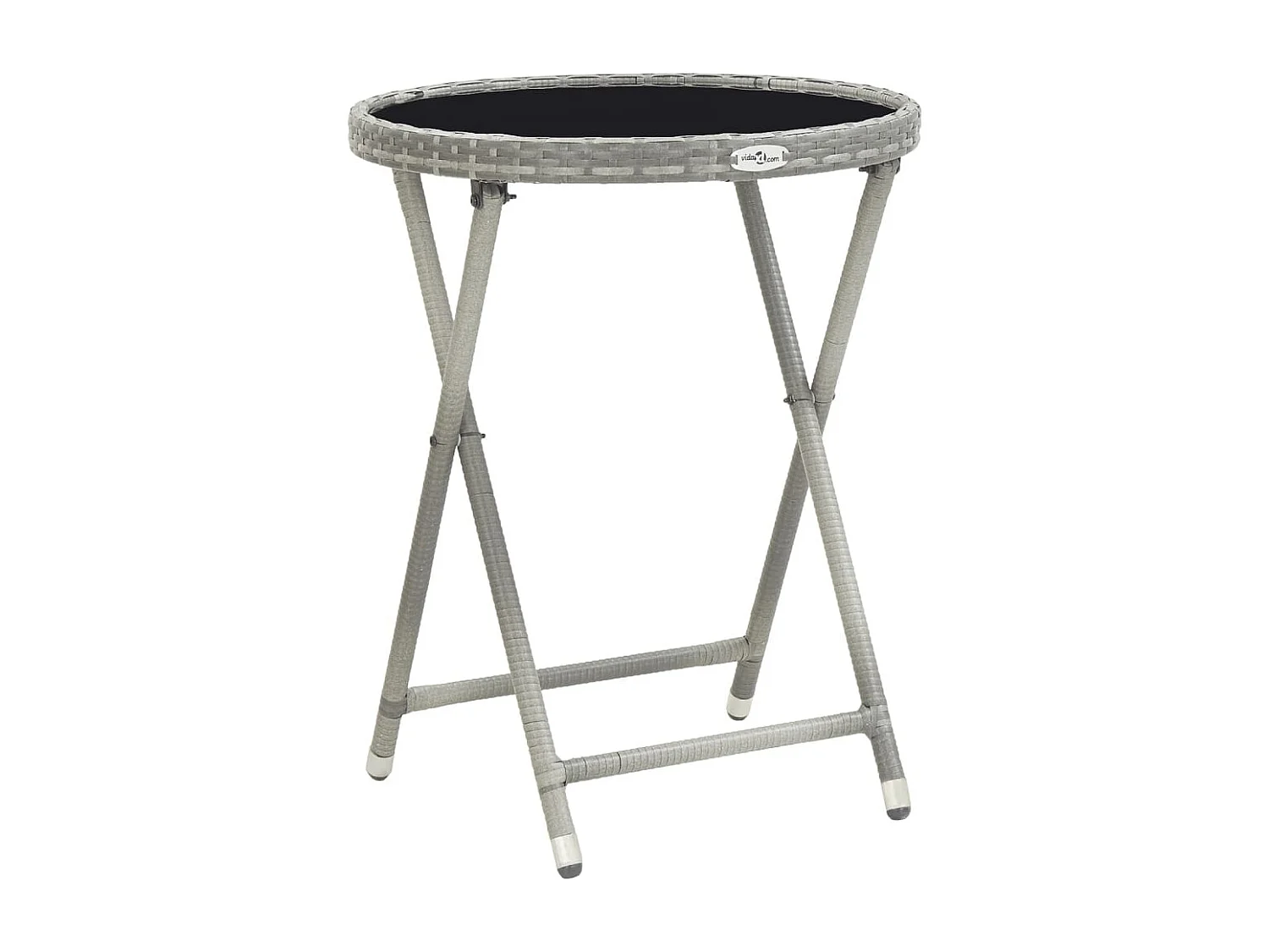 Ensemble de bistro 5 pcs Résine tressée et verre trempé Gris 2