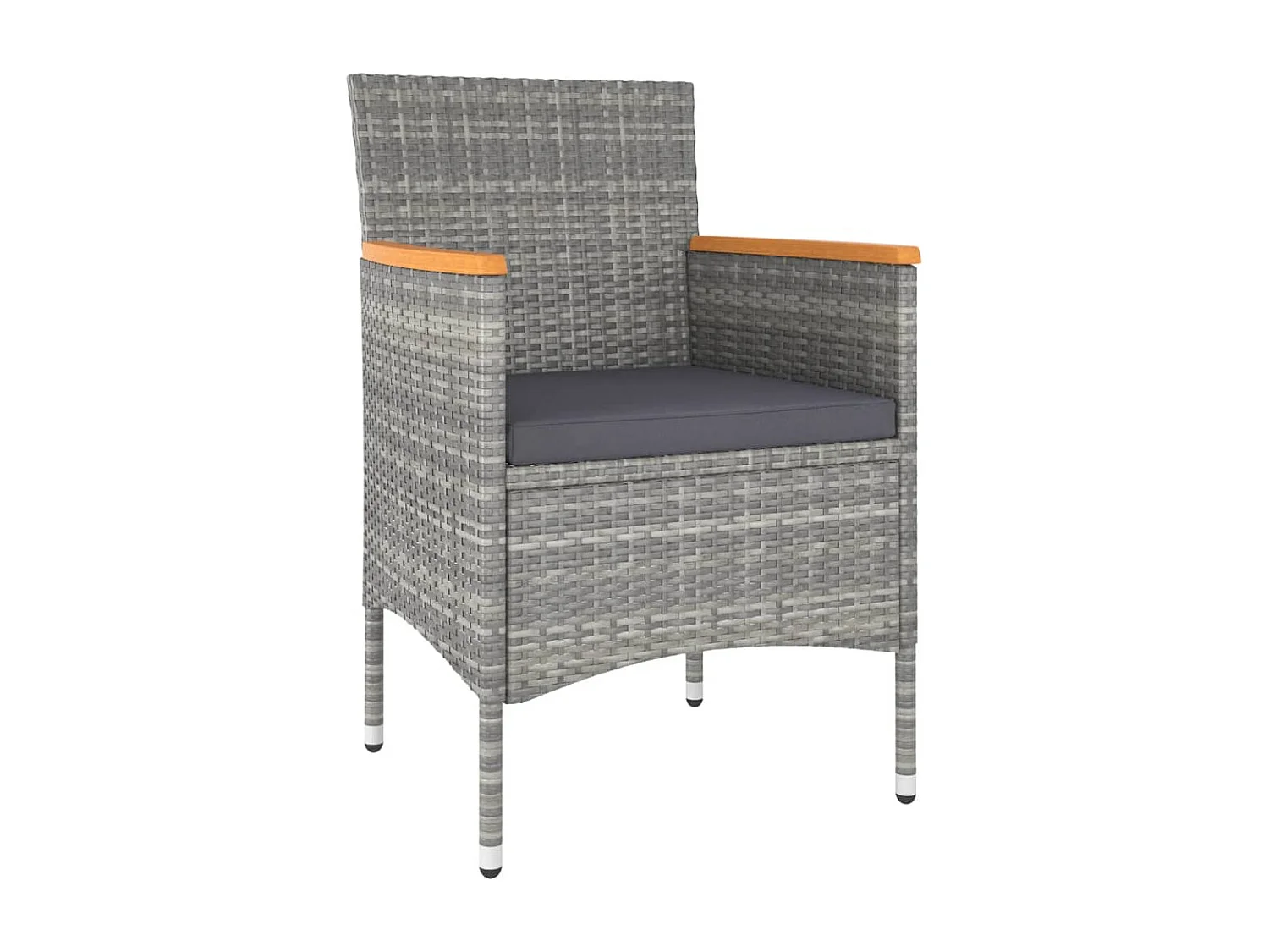 Ensemble de bistro 5 pcs Résine tressée et verre trempé Gris 2