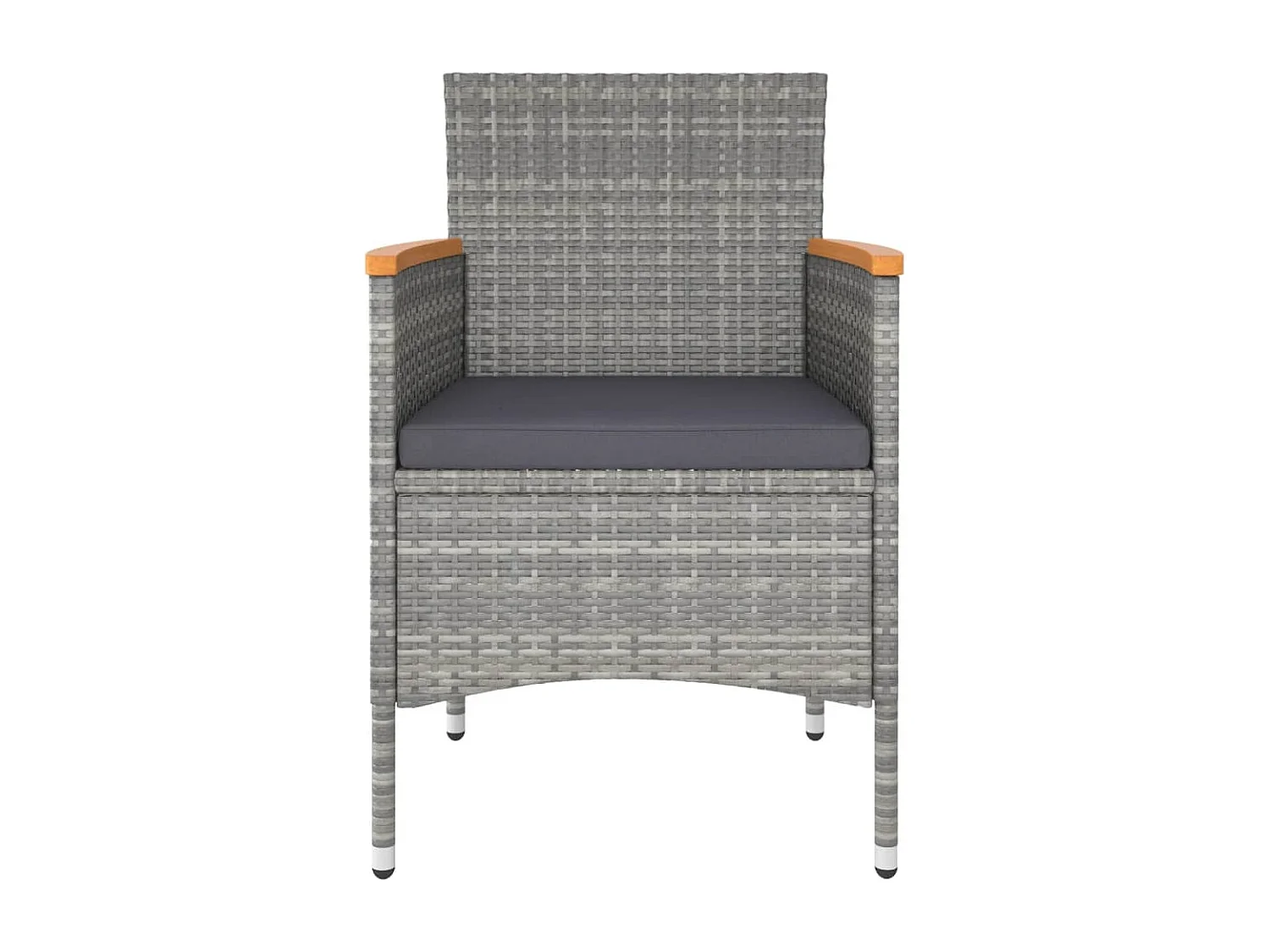 Ensemble de bistro 5 pcs Résine tressée et verre trempé Gris 2